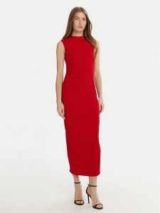 Marella Sukienka codzienna Nef 2513621061 Czerwony Slim Fit. Czerwone sukienki Marella, na co dzień, xxl, bez wzorów, z wiskozy, bez kołnierzyka, bez ramiączek, proste. Za 589,99 zł.