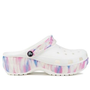 Klapki damskie do chodzenia Crocs CLASSIC PLATFORM DREAM. Białe klapki Crocs, bez wzorów, bez obcasa. Za 229,00 zł.