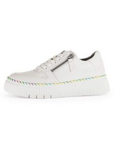Gabor Skórzane sneakersy w kolorze białym ze wzorem rozmiar: 38,5. Białe trampki Gabor, bez wzorów, ze skóry, bez zapięcia. Za 224,52 zł.
