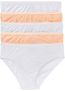 Figi maxi (5 par). Białe figi bonprix, bez wzorów. Za 69,99 zł.