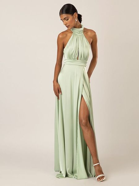 APART Satynowa sukienka w kolorze jasnozielonym rozmiar: 36. Zielone sukienki Apart, bez wzorów, z satyny, bez kołnierzyka, bez ramiączek, midi. Za 405,05 zł.