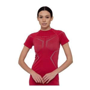 Koszulka damska termoaktywna z krótkim rękawem Brubeck DRY. Czerwone koszule nocne Brubeck, bez wzorów, z poliamidu, bez ramiączek. Za 129,99 zł.