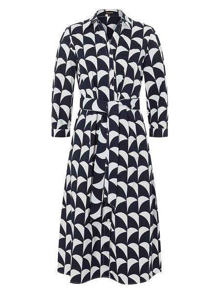 More & More Sukienka w kolorze granatowo-białym rozmiar: 40. Czarne sukienki More & More, bez wzorów, z tkaniny, bez kołnierzyka, bez ramiączek, midi. Za 165,99 zł.