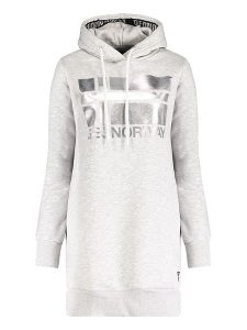 Geographical Norway Sukienka dresowa w kolorze szarym rozmiar: XL. Szare sukienki Geographical Norway, na co dzień, xl, bez wzorów, z dresówki, bez kołnierzyka, bez ramiączek, midi, proste. Za 127,35 zł.