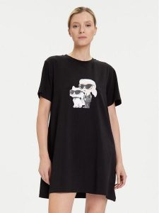 KARL LAGERFELD Koszula nocna A3W45007 Czarny Regular Fit. Czarne koszule nocne KARL LAGERFELD, bez wzorów, z bawełny, bez ramiączek. Za 279,99 zł.