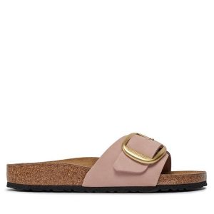Klapki Birkenstock. Czerwone klapki Birkenstock, bez wzorów, bez obcasa. Za 458,99 zł.