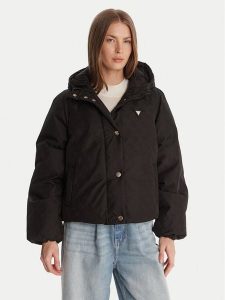 Guess Kurtka zimowa V5BL07 WGLW2 Czarny Regular Fit. Czarne kurtki Guess, na zimę, m, z aplikacjami, z syntetyku, bez kaptura. Za 509,99 zł.