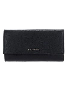 COCCINELLE Skórzany portfel w kolorze czarnym - 19 x 10 cm rozmiar: onesize. Czarne portfele Coccinelle, bez wzorów, z materiału. Za 409,95 zł.