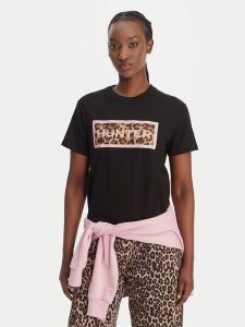 Hunter T-Shirt Essentials HARW0011261 Czarny Regular Fit. Czarne t-shirty Hunter, l, bez wzorów, z bawełny, bez kołnierzyka, bez ramiączek. Za 99,99 zł.