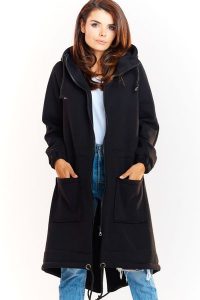 Ciepła długa bluza damska jak parka bawełna premium czarna. Czarne bluzy Infinite You, l, bez wzorów, z bawełny, z kapturem. Za 319,00 zł.