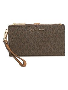 Michael Kors Portfel w kolorze ciemnobrązowym - 18 x 10 x 3 cm rozmiar: onesize. Brązowe portfele Michael Kors, bez wzorów, z materiału. Za 483,17 zł.