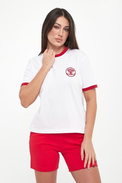 T-shirt damski z haftem Tordis JOOP! JEANS. T-shirty Joop! Jeans, xxs, bez wzorów, z jeansu, bez kołnierzyka, bez ramiączek. W wyprzedaży za 215,20 zł.