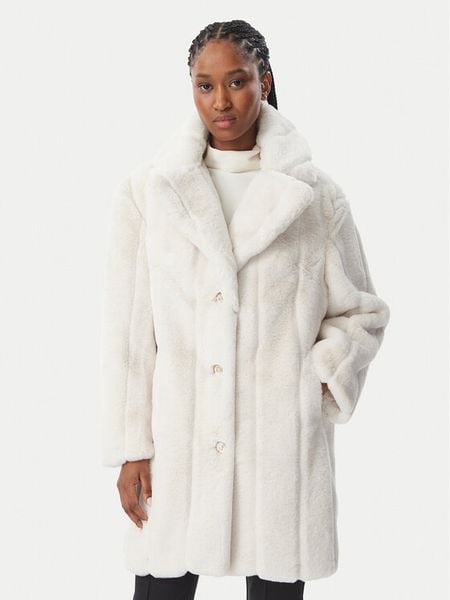Guess Futro W6BL19 W3752 Kremowy Regular Fit. Białe płaszcze Guess, l, z aplikacjami, z futra, bez kaptura. Za 864,99 zł.