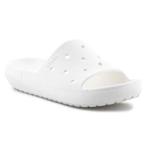 Klapki Crocs Classic Slide v2 U 209401-100 białe. Białe klapki bez wzorów, bez obcasa. Za 239,37 zł.