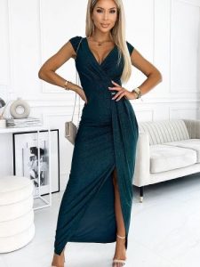 Sukienka Model 451-1 Green - Numoco. Zielone sukienki NUMOCO, l, bez wzorów, z elastanu, wizytowe, bez kołnierzyka, plus size, bez ramiączek, mini, kopertowe. Za 332,05 zł.