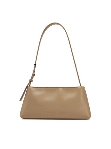 Calvin Klein Torebka Embossed Logo Shoulder Bag K60K612550 Beżowy. Brązowe torebki klasyczne Calvin Klein, bez wzorów, ze skóry, bez dodatków. Za 289,99 zł.