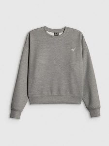 4F Bluza dresowa regular bez kaptura damska - szara XS. Szare bluzy 4f, xs, bez wzorów, z dresówki, bez kaptura. Za 159,99 zł.