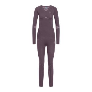 Komplet bielizny termoaktywnej damskiej ODLO Fundamentals Performance Warm. Fioletowe komplety bielizny ODLO, bez wzorów. Za 309,99 zł.