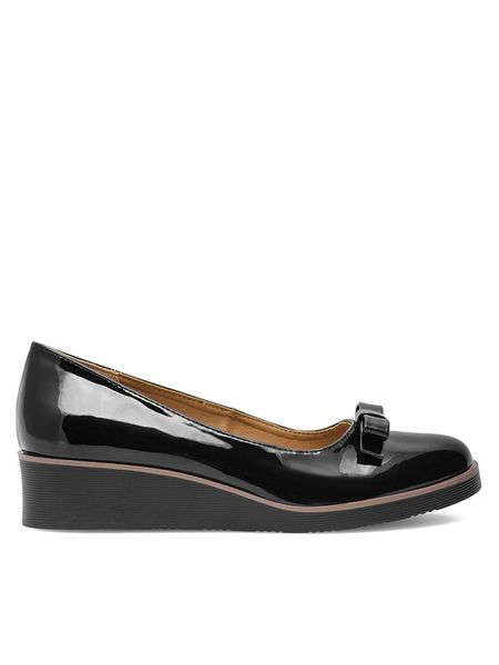 Clara Barson Półbuty WYL3395-3 Czarny. Czarne czółenka Clara Barson, bez wzorów, z syntetyku, bez obcasa, na koturnie, bez zapięcia. Za 83,99 zł.