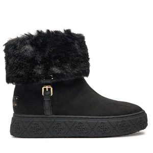 Botki Guess. Czarne botki Guess, z aplikacjami, bez obcasa, na płaskiej podeszwie, bez zapięcia. Za 579,99 zł.