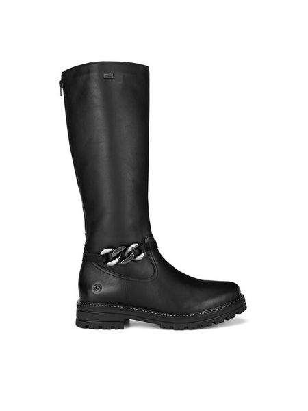 Remonte Oficerki D2282-01 Czarny. Czarne kozaki Remonte, bez wzorów, ze skóry, bez obcasa, na płaskiej podeszwie, bez zapięcia. Za 511,00 zł.