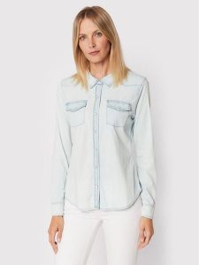 Guess Koszula jeansowa W2GH75 D4NA0 Niebieski Regular Fit. Niebieskie koszule Guess, xl, z aplikacjami, z bawełny, bez kołnierzyka, bez ramiączek. Za 229,99 zł.