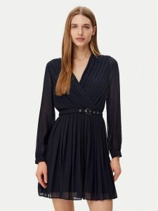Morgan Sukienka codzienna 251-RAMALO Granatowy Regular Fit. Niebieskie kombinezony Morgan, bez wzorów, z syntetyku, bez kołnierzyka, bez ramiączek. Za 249,99 zł.