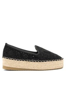 DeeZee Espadryle WSS20459-01 Czarny. Czarne espadryle DeeZee, bez wzorów, z materiału, bez obcasa. Za 61,99 zł.