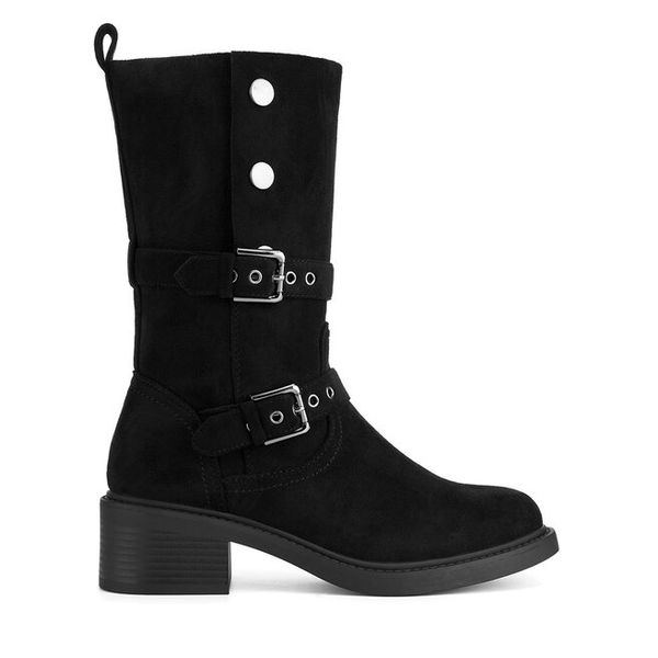 Kozaki Jenny Fairy. Czarne kozaki Jenny Fairy, bez wzorów, bez obcasa, na słupku, bez zapięcia. Za 199,99 zł.