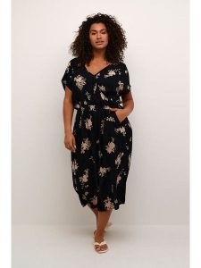 KAFFE curve Sukienka w kolorze czarnym rozmiar: 46. Czarne sukienki KAFFE curve, na co dzień, bez wzorów, z wiskozy, bez kołnierzyka, bez ramiączek, midi, proste. Za 104,99 zł.