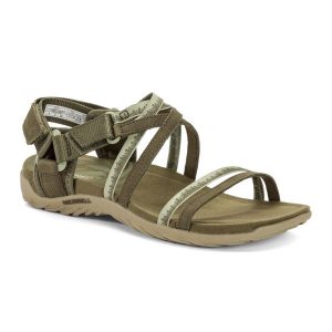 Sandały damskie Merrell Terran 3 Cush Lattice. Zielone sandały Merrell, bez wzorów, bez obcasa, bez zapięcia. Za 229,99 zł.