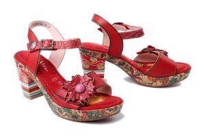 LAURA VITA 0007684 Nellao 31 rouge, sandały damskie. Czerwone sandały LAURA VITA, bez wzorów, ze skóry, bez obcasa, na obcasie, bez zapięcia. Za 339,91 zł.