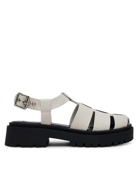 Steve Madden Sandały Market SM11003808 Biały. Białe sandały Steve Madden, bez wzorów, ze skóry, bez obcasa, na płaskiej podeszwie, bez zapięcia. Za 438,99 zł.