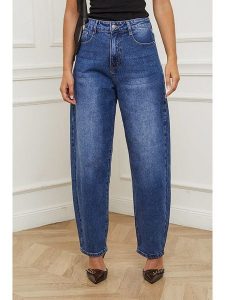 L'armoire de Suzette Dżinsy - Mom fit - w kolorze niebieskim rozmiar: 40. Niebieskie jeansy L'armoire de Suzette, z aplikacjami, ze skóry, z podwyższonym stanem. Za 174,02 zł.