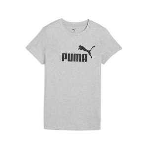 Damska koszulka ESS No. 1 Logo PUMA Light Gray Heather. Czarne bluzki Puma, bez wzorów, z gumy, sportowe, bez kołnierzyka, bez ramiączek. Za 99,00 zł.