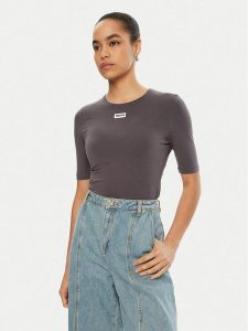 ROTATE T-Shirt 114094 Szary Regular Fit. Szare t-shirty Rotate, bez wzorów, z syntetyku, bez kołnierzyka, bez ramiączek. Za 139,99 zł.