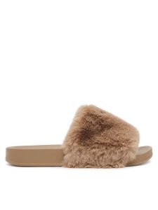 DeeZee Klapki TY013 Beżowy. Brązowe klapki DeeZee, bez wzorów, z materiału, bez obcasa. Za 79,99 zł.