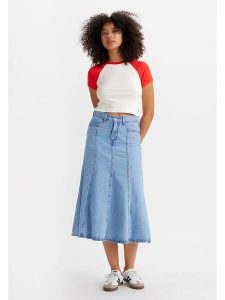 Levi's Spódnica dżinsowa w kolorze błękitnym rozmiar: W29. Niebieskie spódnice Levi's®, s, z aplikacjami, z bawełny, midi. Za 140,53 zł.