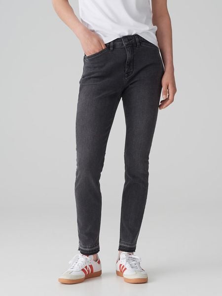 OPUS Dżinsy - Skinny fit - w kolorze antracytowym rozmiar: 34/L28. Czarne jeansy Opus, z aplikacjami, ze skóry. Za 144,92 zł.
