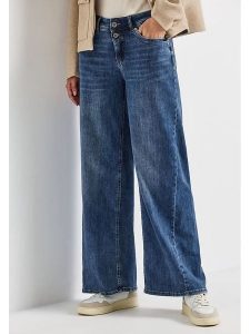 Street One Dżinsy - Comfort fit - w kolorze niebieskim rozmiar: W32/L32. Niebieskie jeansy Street One, z aplikacjami, ze skóry, z podwyższonym stanem. Za 211,31 zł.