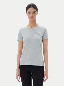 EA7 Emporio Armani T-Shirt 7W000492 AF10373 O8002 Szary Regular Fit. Szare t-shirty EA7 Emporio Armani, m, bez wzorów, z bawełny, bez kołnierzyka, bez ramiączek. Za 209,99 zł.