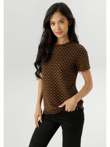 Aniston Koszulka w kolorze karmelowo-czarnym rozmiar: 42. Brązowe bluzki Aniston, bez wzorów, bez kołnierzyka, bez ramiączek. Za 61,02 zł.