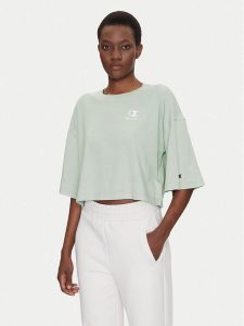 Champion T-Shirt Icons Washed Look 118023 Zielony Loose Fit. Zielone t-shirty Champion, s, bez wzorów, z bawełny, bez kołnierzyka, bez ramiączek. Za 79,99 zł.