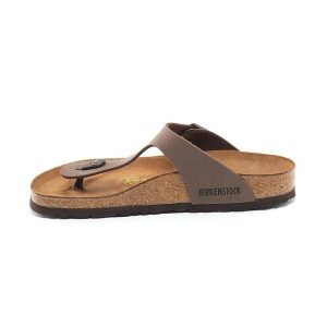 Japonki damskie Birkenstock 043751. Brązowe klapki Birkenstock, z aplikacjami, z jeansu, bez obcasa. Za 394,70 zł.