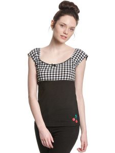 Pussy Deluxe Koszulka w kolorze czarno-białym rozmiar: S. Białe bluzki Pussy Deluxe, s, bez wzorów, bez kołnierzyka, bez ramiączek. Za 52,67 zł.