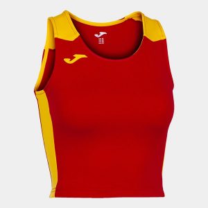 Tank top do biegania damski Joma Record II Crop top. Czerwone topy JOMA, l, bez wzorów, sportowe, bez kołnierzyka, bez ramiączek. W wyprzedaży za 124,95 zł.