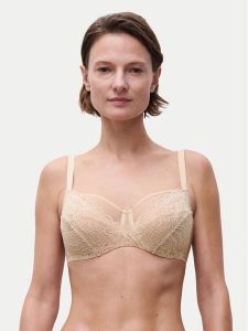 Chantelle Biustonosz z fiszbiną Floral Touch C94210 Beżowy. Brązowe biustonosze Chantelle, bez wzorów, z syntetyku. Za 199,99 zł.