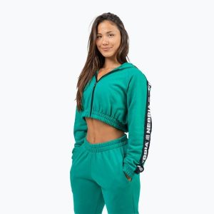 Bluza NEBBIA Crop Hoodie Iconic. Zielone bluzy NEBBIA, bez wzorów, bez kaptura. Za 269,99 zł.
