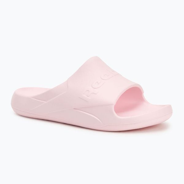 Klapki damskie Reebok Clean. Czerwone klapki Reebok, bez wzorów, z gumy, bez obcasa. Za 79,99 zł.