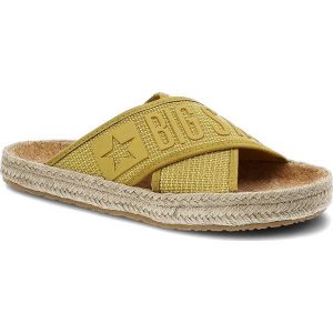 Żółte Klapki Big Star Modne Buty Na Lato. Żółte klapki Big Star, bez wzorów, ze skóry ekologicznej, bez obcasa. Za 119,00 zł.